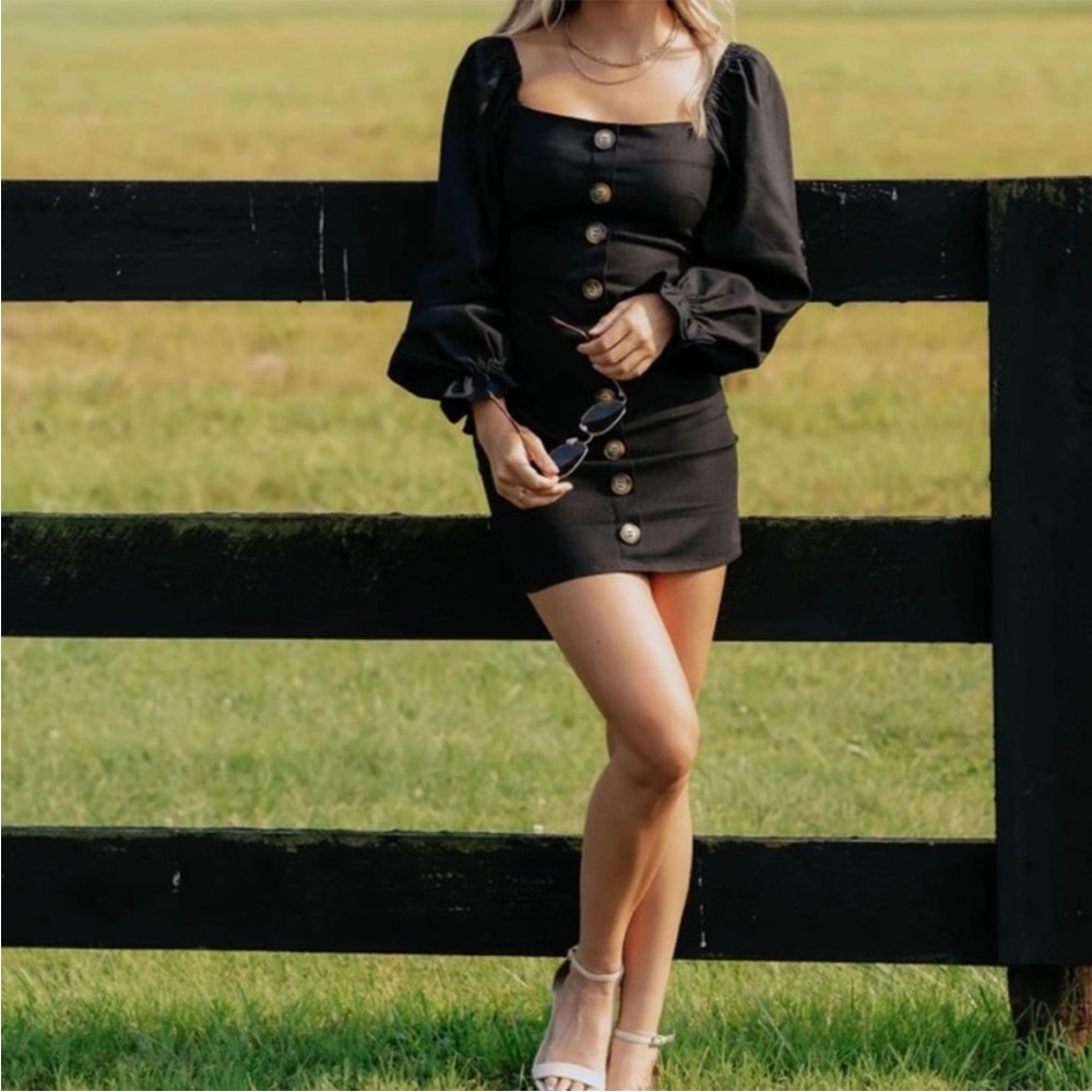 NWT Kittenish Talk Flirty Black Button-Down Minidress Size S NWT
